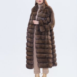 Luxury Chocolate Brown Russian Barguzin Sable Fur Coat handcrafted from premium natural Barguzin sable by ROYAL FURS