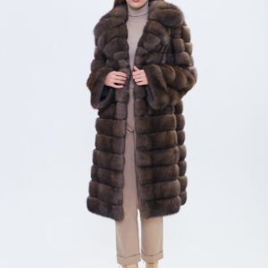 Full-length Chocolate Brown Russian Barguzin Sable Fur Coat handcrafted from genuine premium sable fur