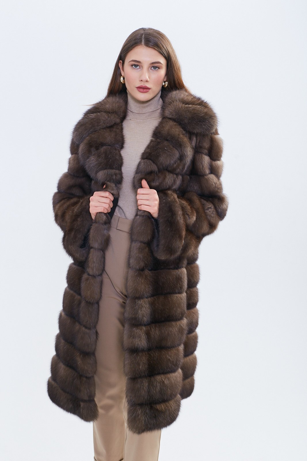 Chocolate Brown Russian Barguzin Sable Fur Coat – Full Length Handmade Luxury - Image 7