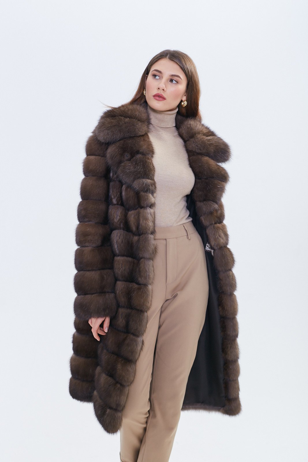 Chocolate Brown Russian Barguzin Sable Fur Coat – Full Length Handmade Luxury - Image 8