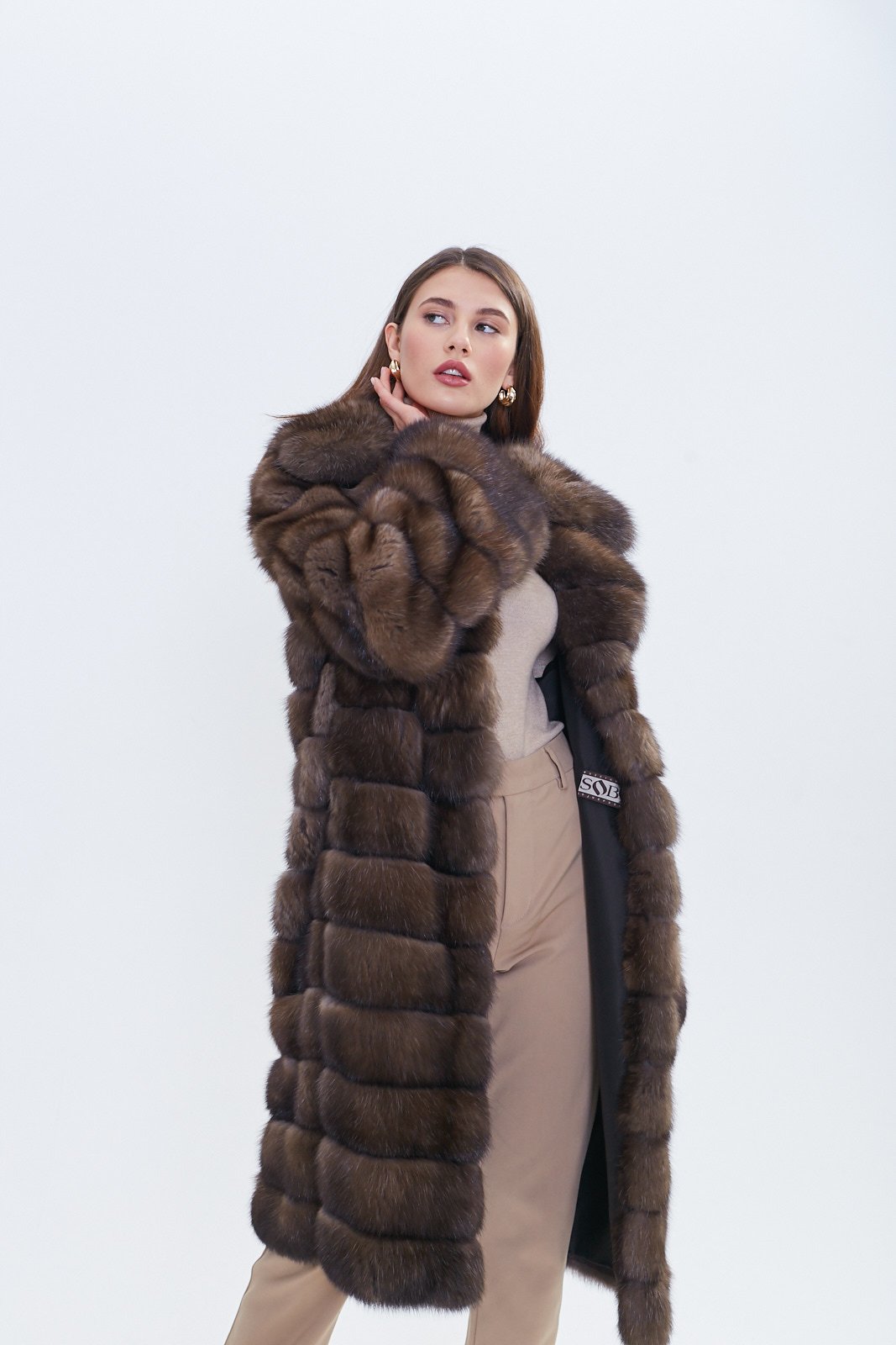 Chocolate Brown Russian Barguzin Sable Fur Coat – Full Length Handmade Luxury - Image 6