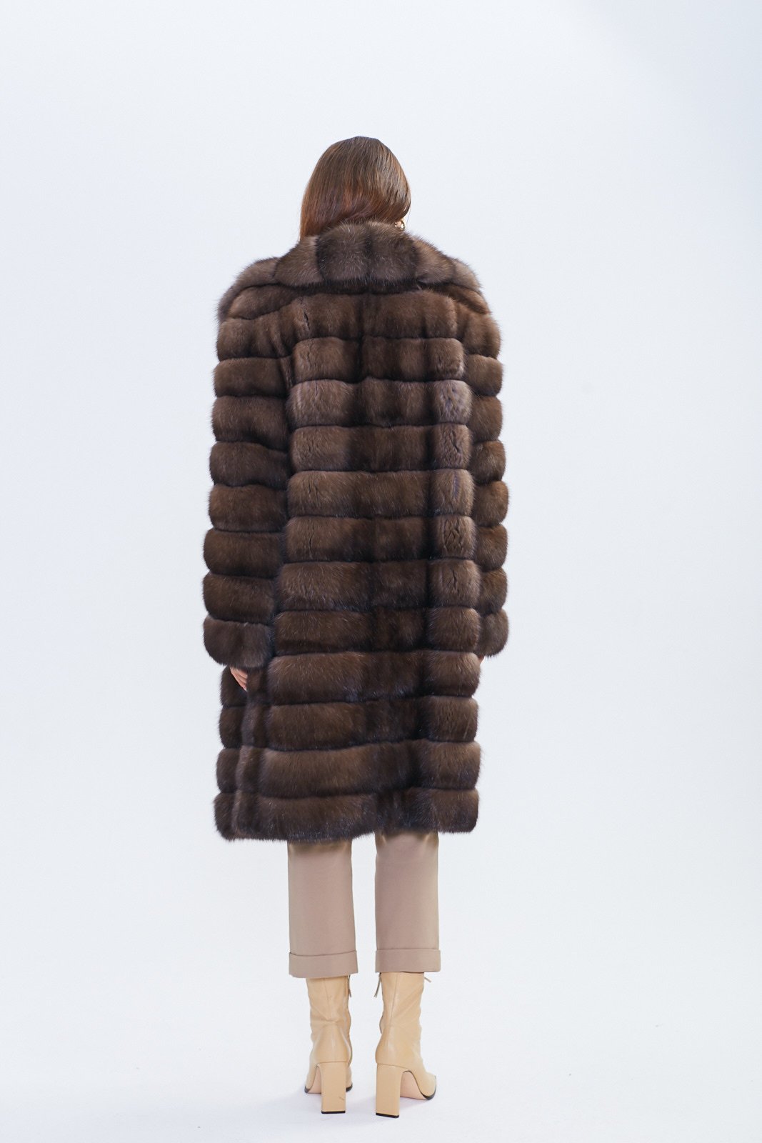 Chocolate Brown Russian Barguzin Sable Fur Coat – Full Length Handmade Luxury - Image 5