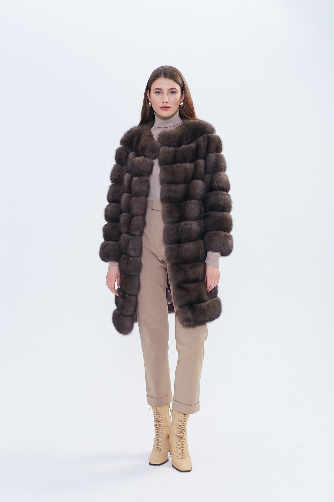 Russian Barguzin Sable Fur Coat – Luxury Mid-Length Designer Coat - Image 4