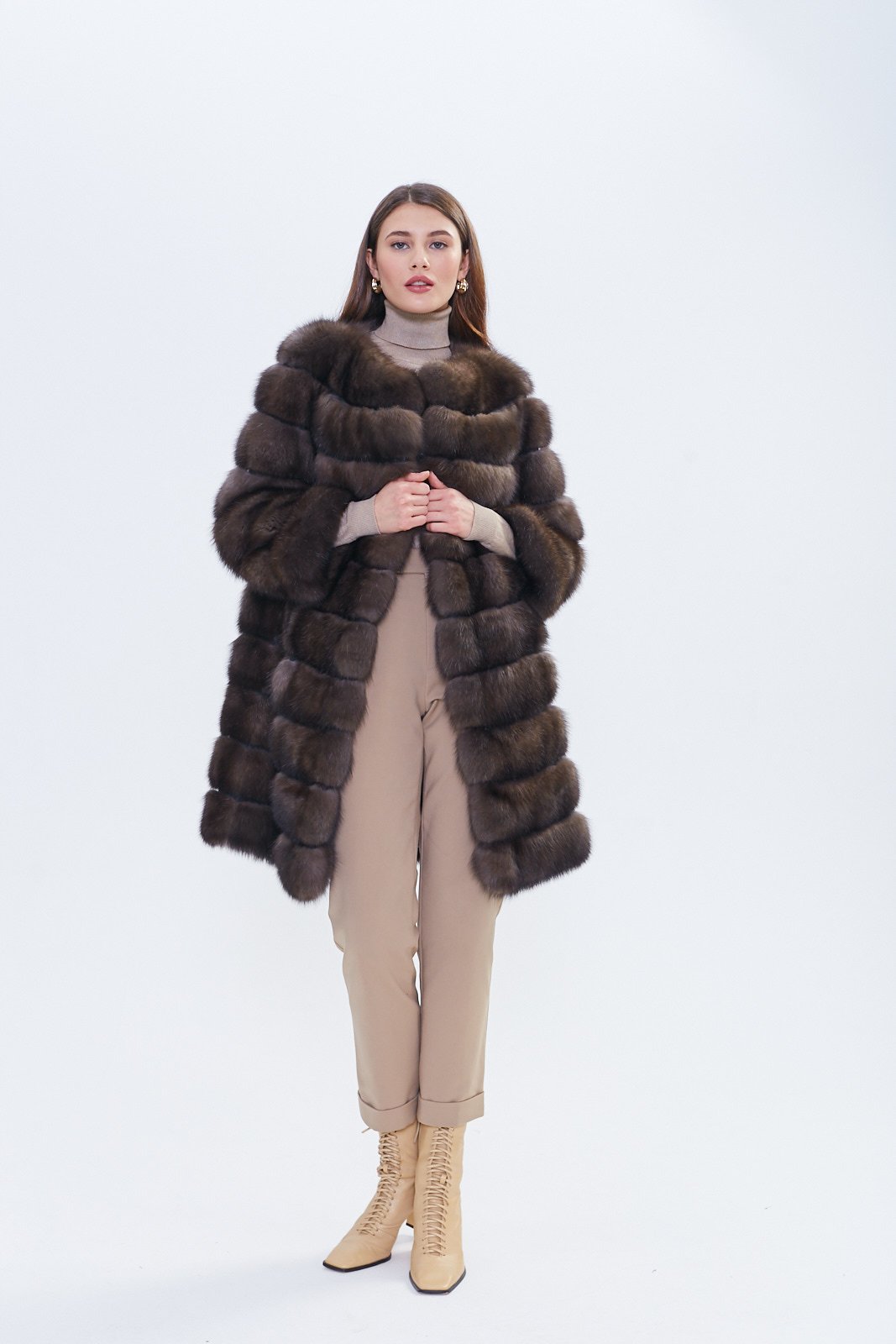 Russian Barguzin Sable Fur Coat – Luxury Mid-Length Designer Coat - Image 2