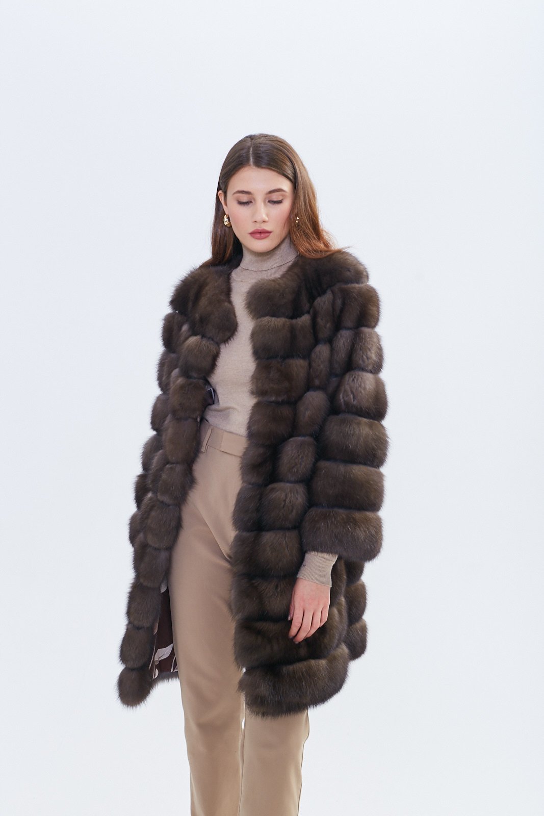 Russian Barguzin Sable Fur Coat – Luxury Mid-Length Designer Coat - Image 5