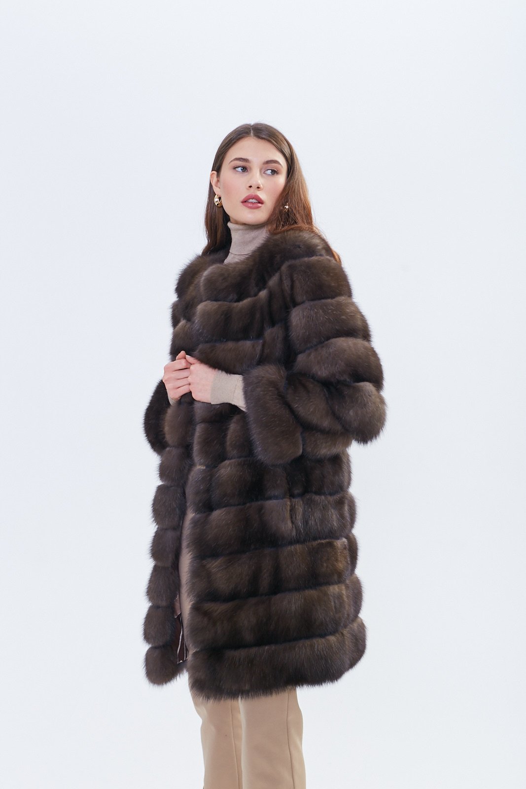 Russian Barguzin Sable Fur Coat – Luxury Mid-Length Designer Coat - Image 7