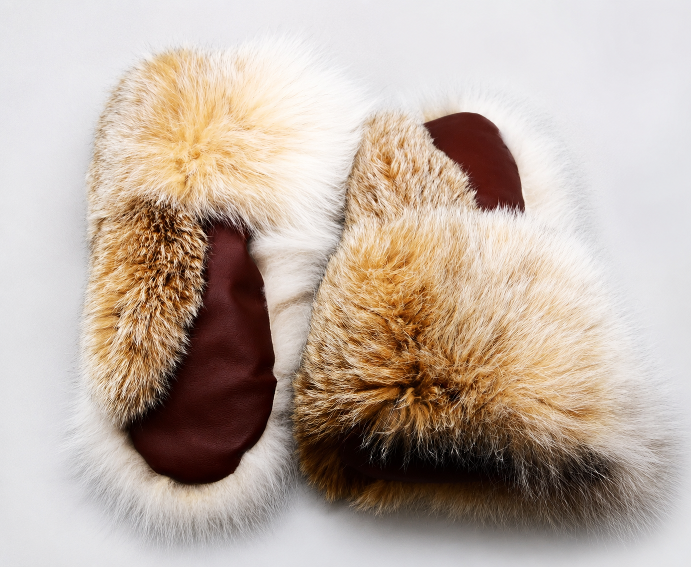 Long Extreme Cold Lynx Fur Mittens with Leather Palms - Image 3