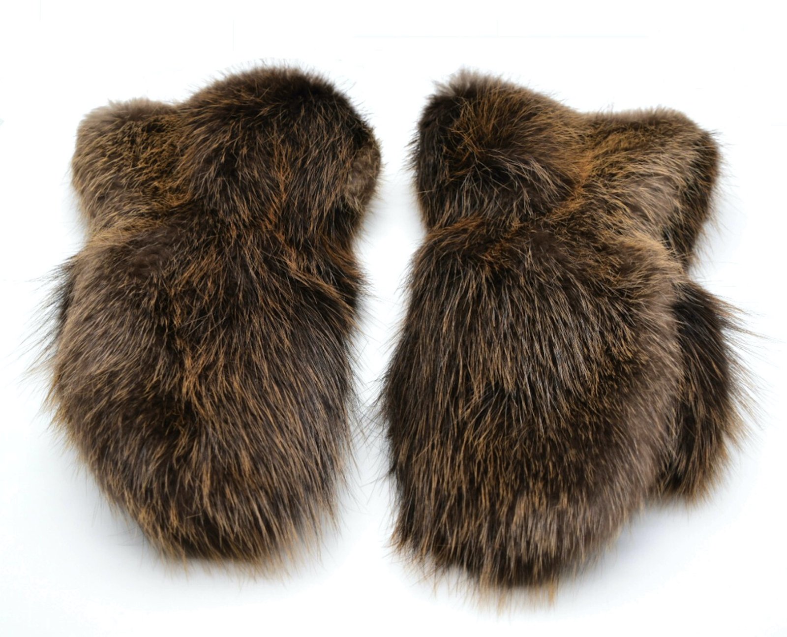 Long Insulated Beaver Fur Mittens with Standard Leather Palms - Image 2