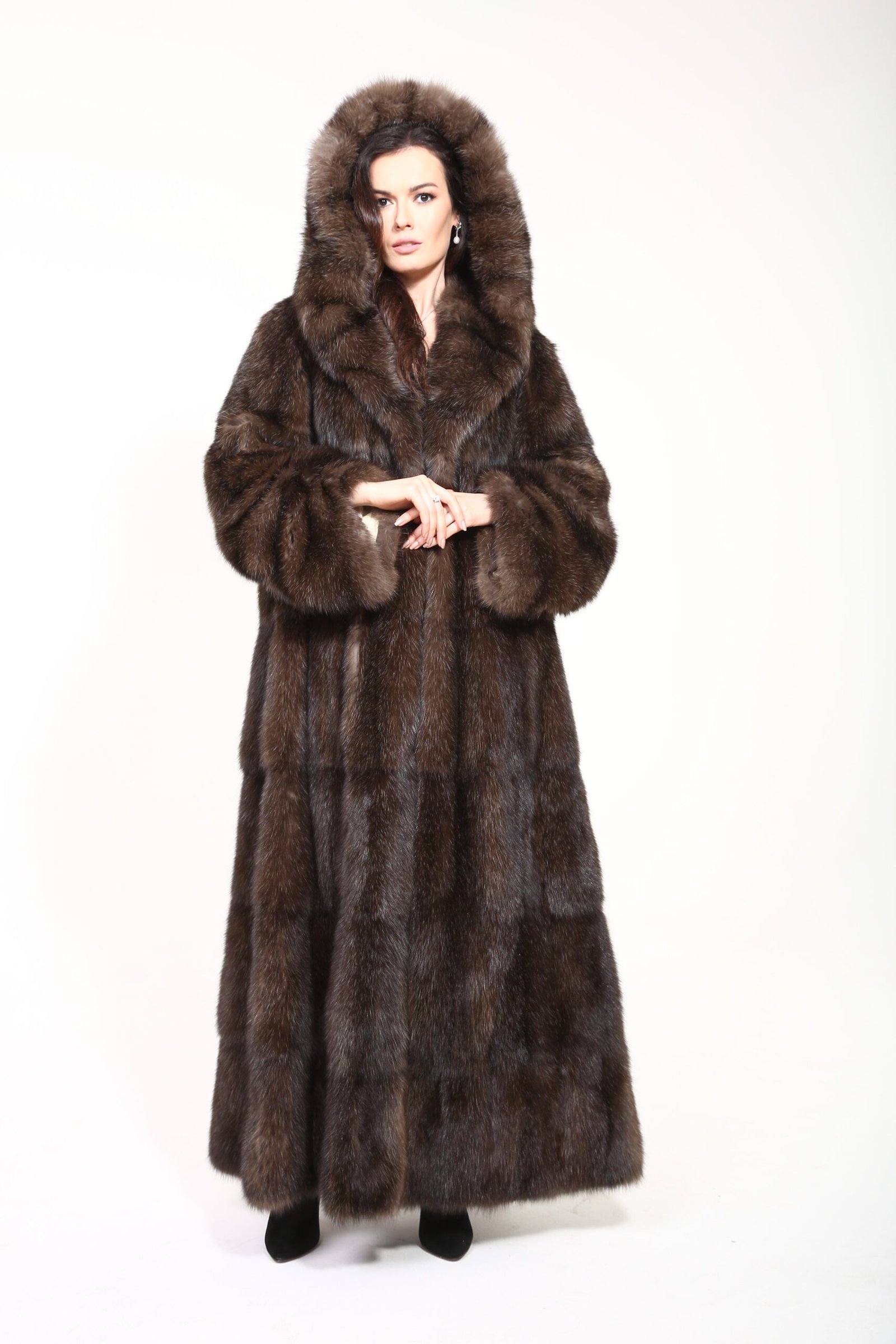 Handcrafted Russian Barguzin Sable Fur Coat with Hood – Luxury Full-Length Sable Coat - Image 6