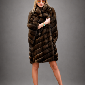 Luxury Russian Barguzin sable fur coat with elegant diagonal design handcrafted by Royal Furs.