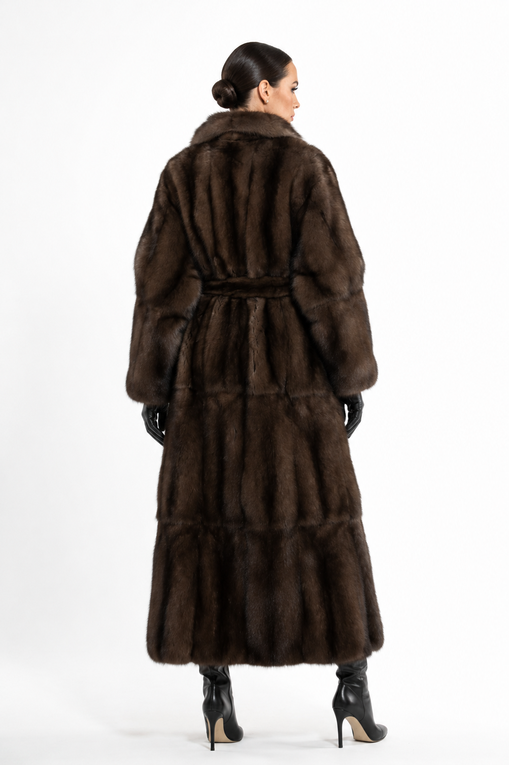 Luxury Russian Barguzin Sable Fur Coat with Belt – Full Length - Image 3
