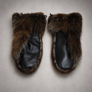 Natural beaver fur mittens handcrafted from premium genuine beaver fur by Royal Furs.