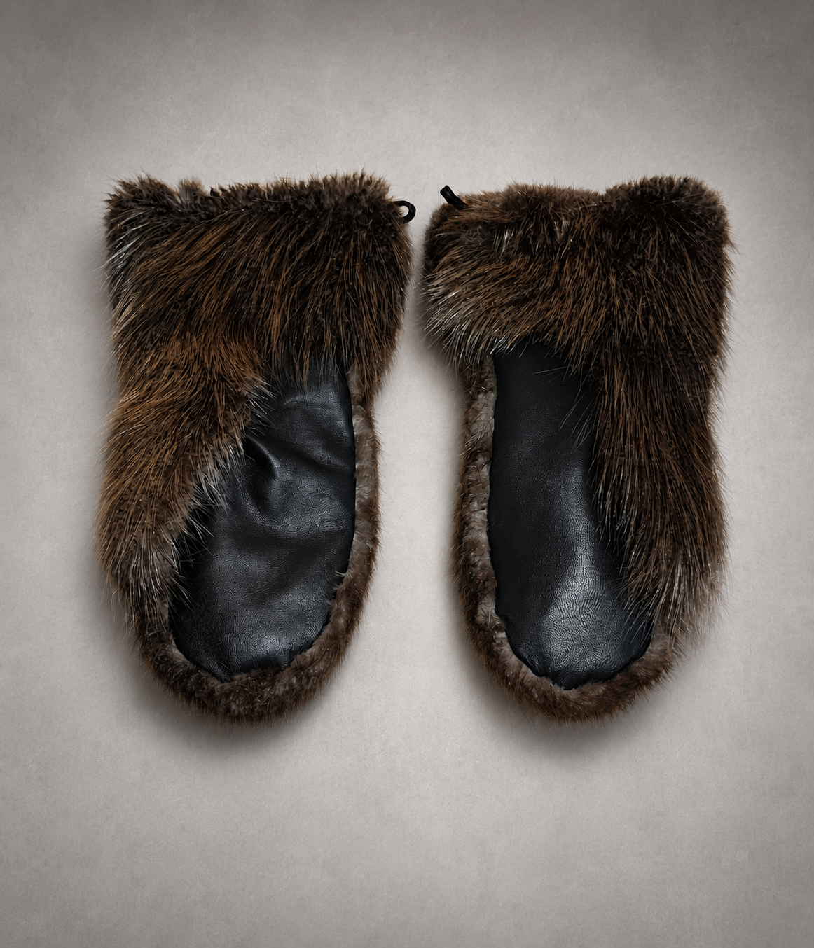 Natural beaver fur mittens handcrafted from premium genuine beaver fur by Royal Furs.