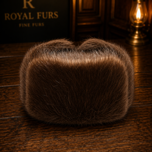 Handcrafted natural beaver fur ushanka hat with ear flaps by Royal Furs