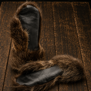 Luxury handmade beaver fur mittens crafted from natural beaver fur