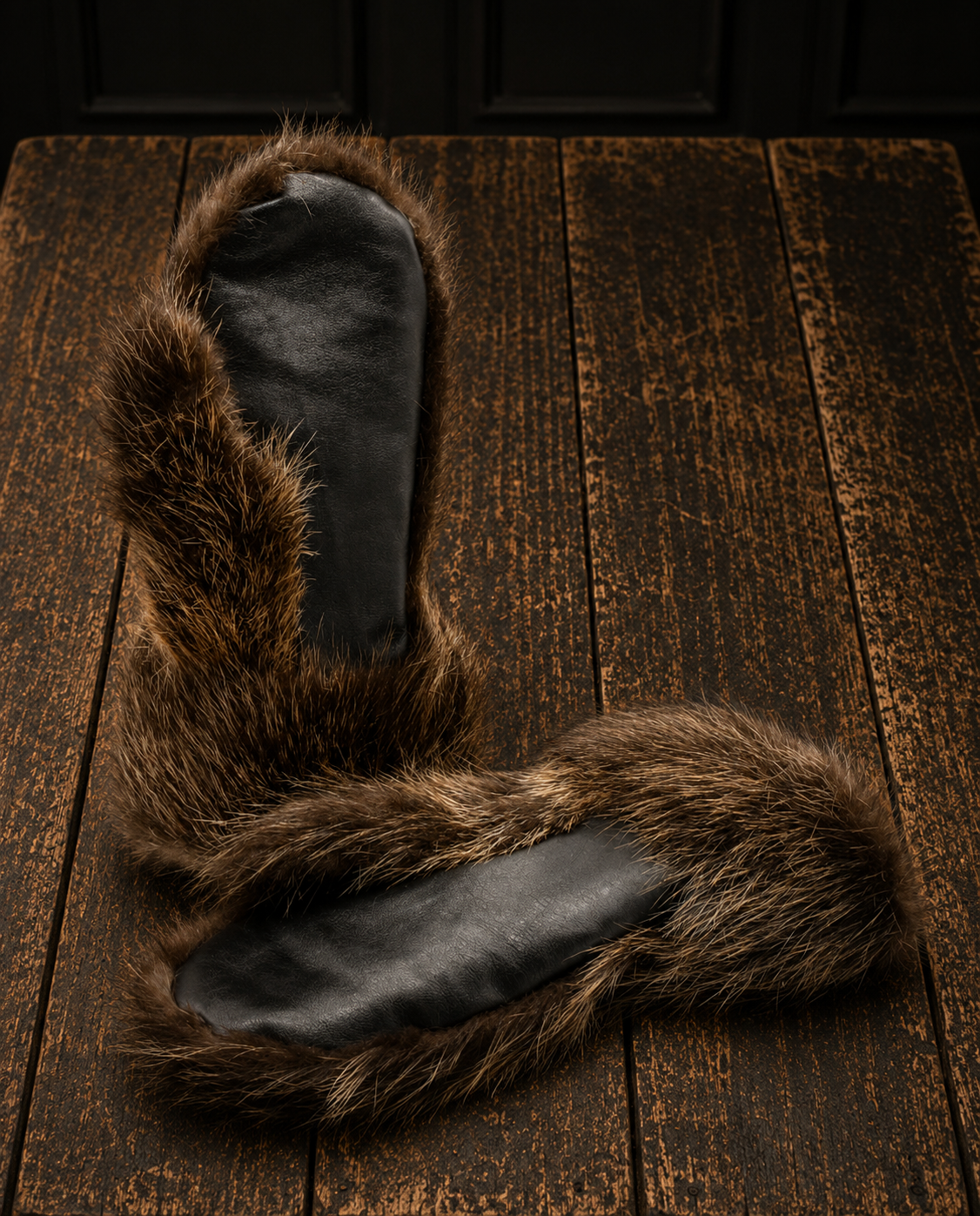 Luxury handmade beaver fur mittens crafted from natural beaver fur