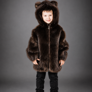 Handcrafted Children's Beaver Fur Coat with Hood made from premium natural beaver fur