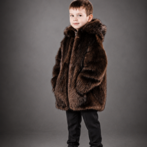 childrens-beaver-fur-coat.png Handcrafted children's beaver fur coat with hood made from premium natural beaver fur.