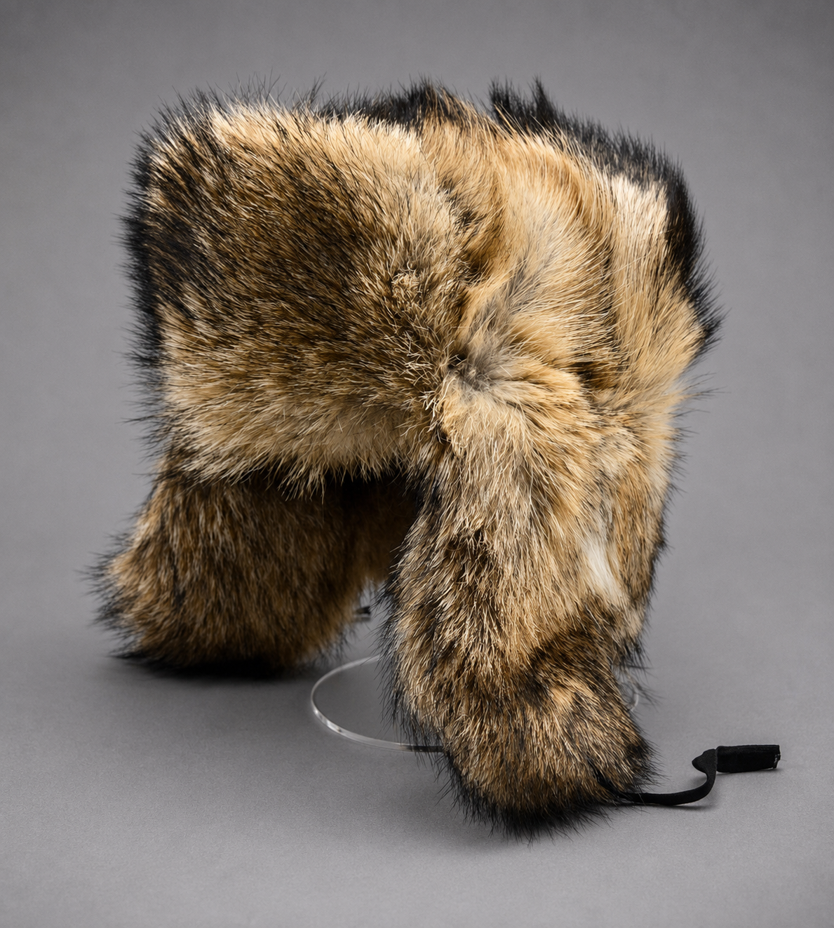 Coyote Fur Trapper Hat with Ear Flaps - Image 3