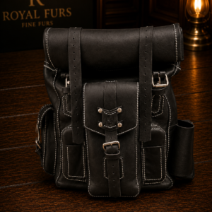 Handcrafted full-grain leather backpack with vintage design, adjustable straps, and multiple storage pockets.