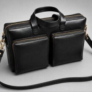 Handcrafted full grain leather briefcase luxury business bag