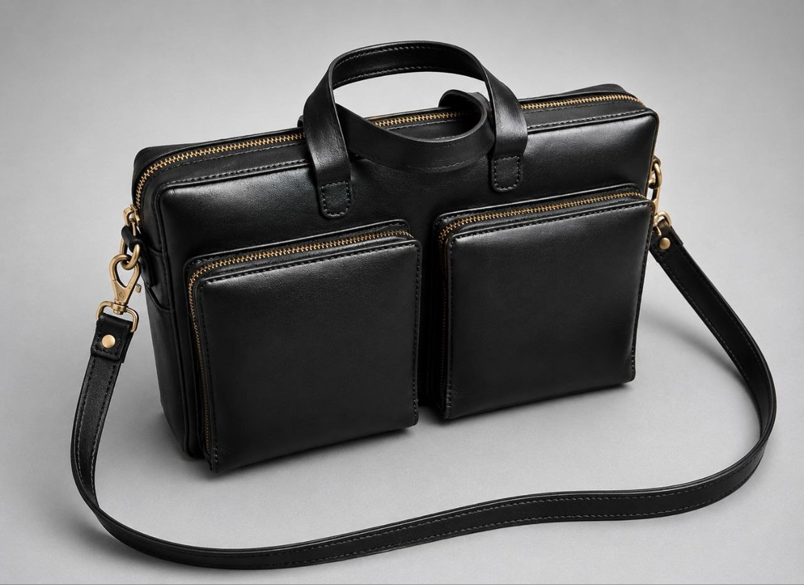 Handcrafted full grain leather briefcase luxury business bag