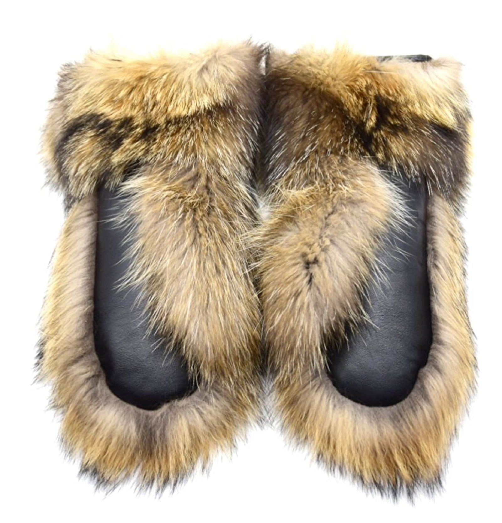 Long Finnish Raccoon Fur Mittens with Leather Palms - Image 5
