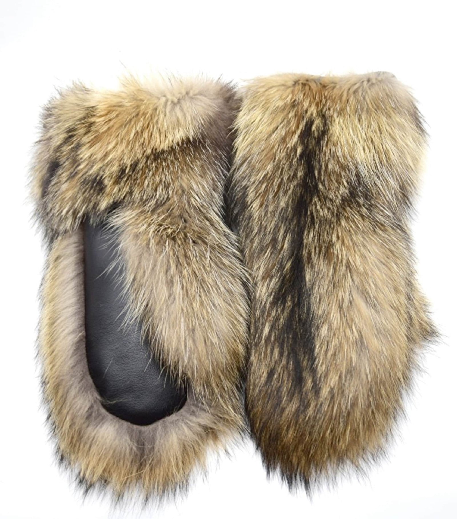 Long Finnish Raccoon Fur Mittens with Leather Palms - Image 6