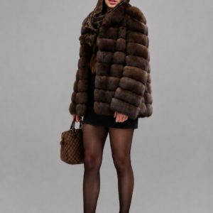 Luxury Russian Sable Fur Jacket with elegant horizontal design handcrafted from premium natural Russian sable by ROYAL FURS