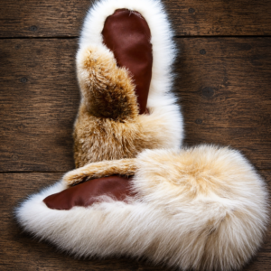Long Extreme Cold Lynx Fur Mittens with Leather Palms handcrafted by ROYAL FURS
