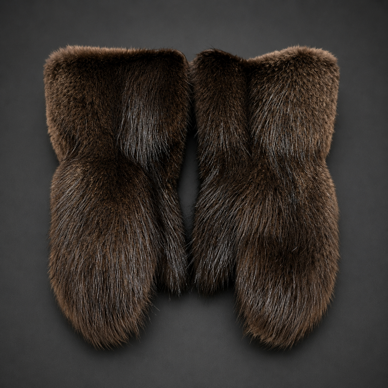 Long Beaver Fur Mittens made from natural beaver fur with soft natural sheared beaver lining for exceptional warmth and comfort.