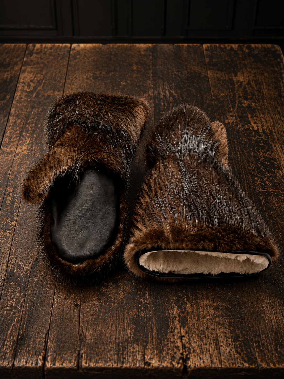 Long Extreme Cold Beaver Fur Mittens