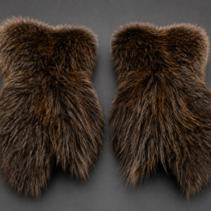 Long Beaver Fur Trigger Mittens handcrafted from genuine natural beaver fur with insulated trigger-finger design for superior warmth and winter protection.