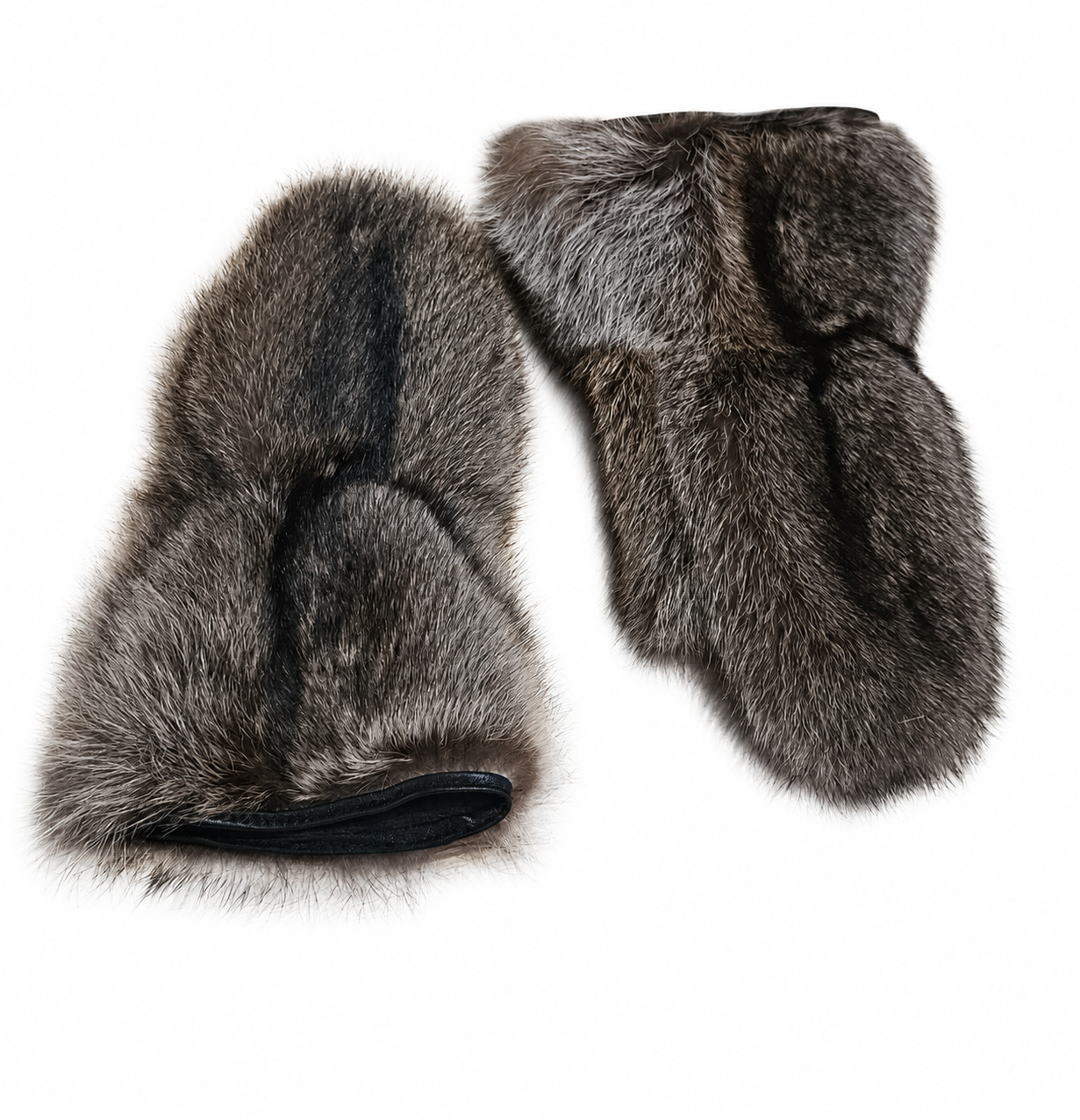 Long Canadian Raccoon Fur Mittens with Leather Palms - Image 4