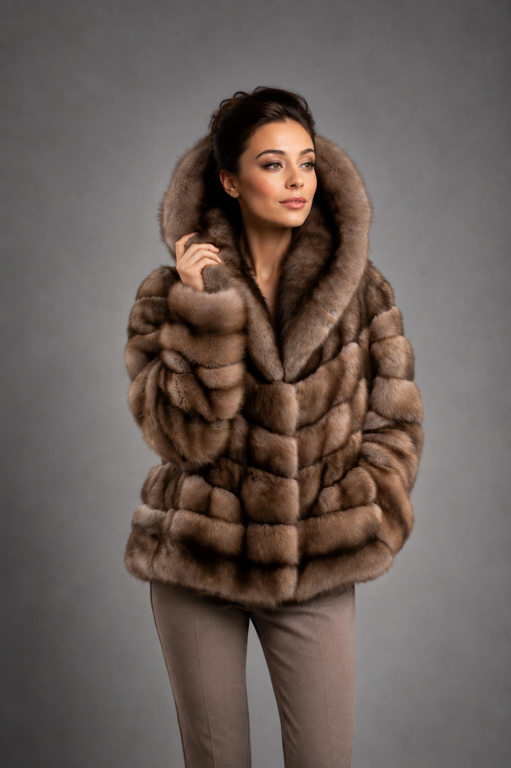 Luxury Hooded Russian Sable Fur Jacket – Handmade Premium Fur Coat | Royal Furs - Image 2