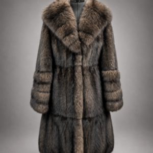 Luxury Russian Barguzin sable fur coat with elegant shawl collar handcrafted by Royal Furs.