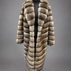Luxury full-length Russian Barguzin sable fur coat handcrafted from premium natural sable with an elegant shawl collar.