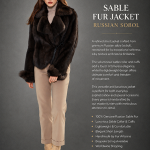 Luxury Russian Sable Fur Jacket with elegant horizontal design handcrafted from natural Russian sable by ROYAL FURS