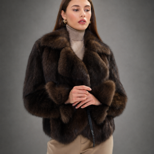 Luxury Russian sable fur jacket with shawl collar and sable cuffs handcrafted by Royal Furs.