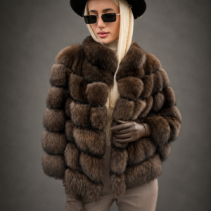 Luxury Russian sable fur jacket crafted from genuine natural sable fur with elegant horizontal design, premium craftsmanship and timeless bespoke luxury by Royal Furs.