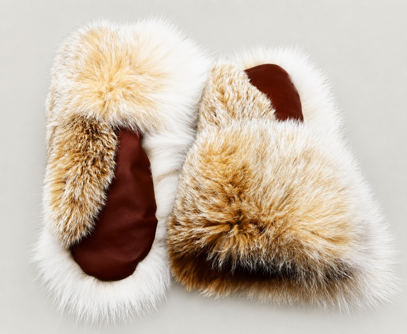 Long Extreme Cold Lynx Fur Mittens with Leather Palms - Image 5