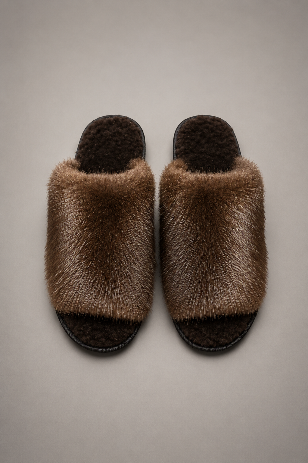 Natural Beaver Fur Slippers with Sheepskin Insole – Handmade Luxury House Slippers - Image 3