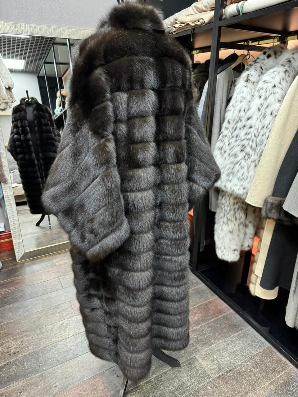 Luxury Dark Russian Barguzin Sable Fur Coat – Full Length Handmade Designer Coat - Image 3