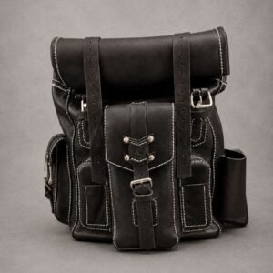 Handcrafted full grain leather backpack vintage travel rucksack