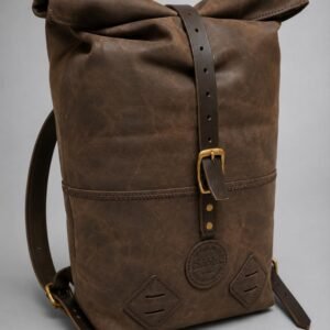 Handcrafted full grain leather roll top backpack vintage travel backpack