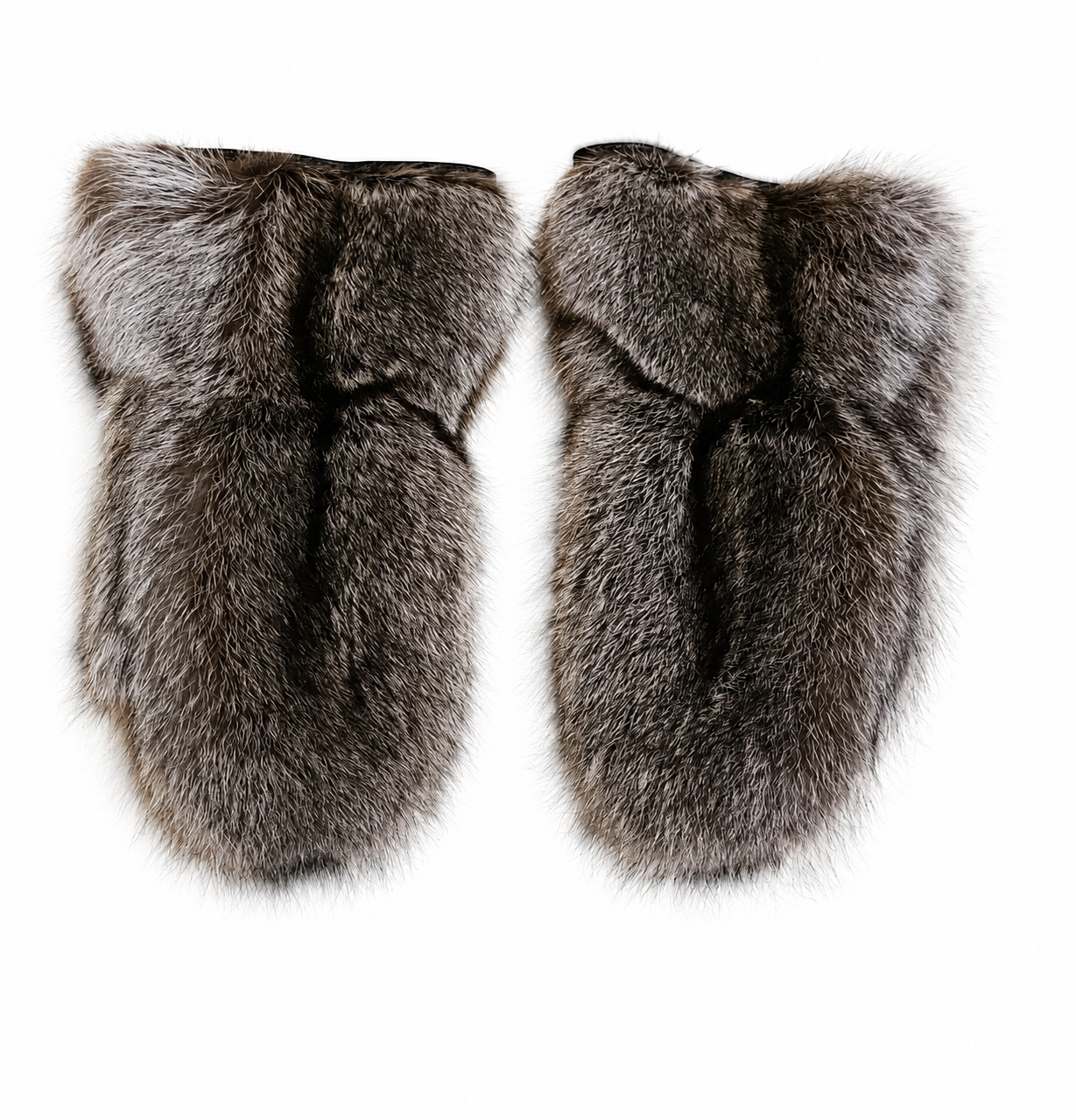 Long Canadian Raccoon Fur Mittens with Leather Palms - Image 3