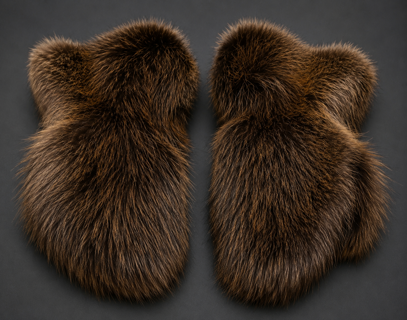 Long Insulated Beaver Fur Mittens with Leather Palms - Image 2