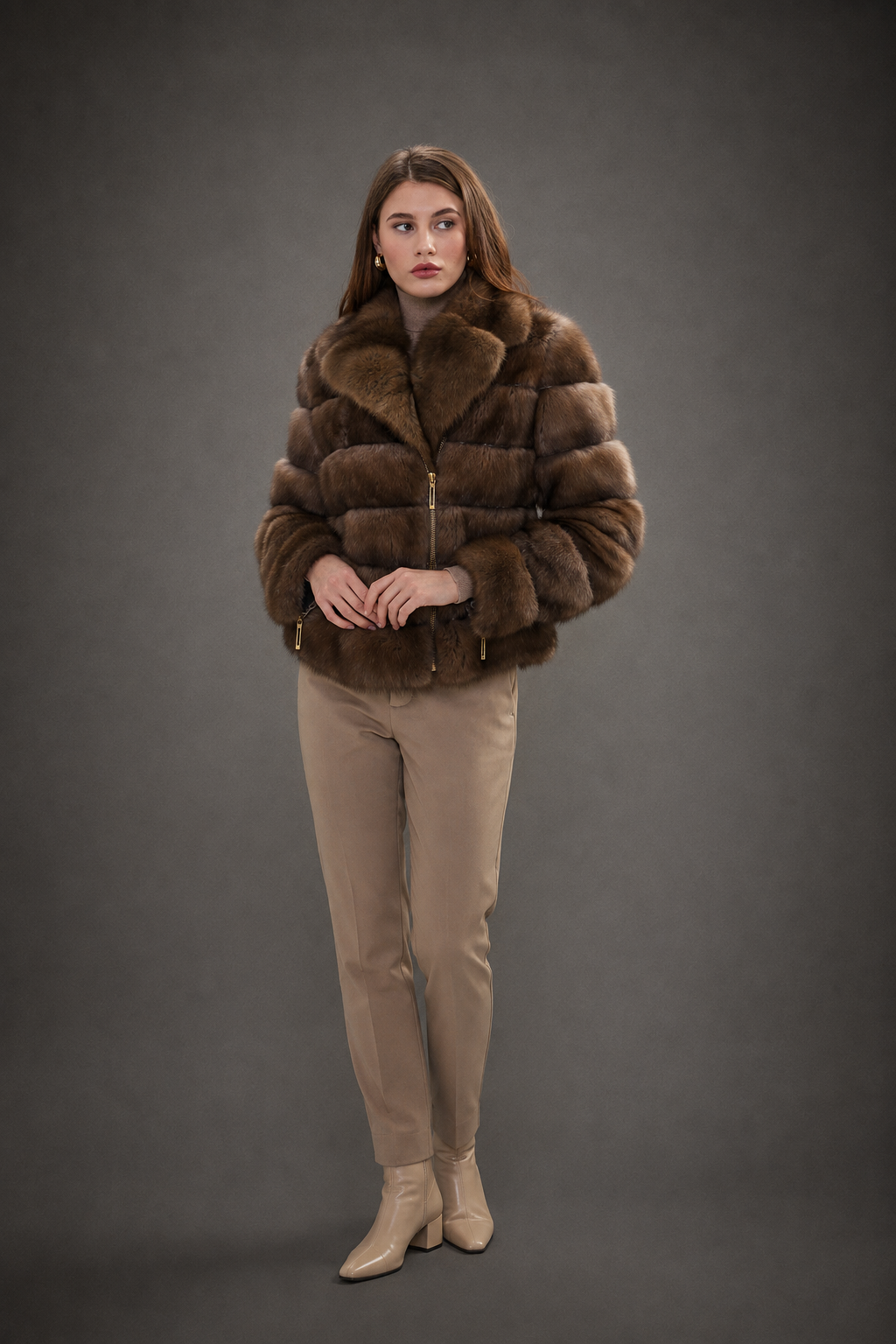Luxury Russian Sable Fur Bomber Jacket with Shawl Collar | Royal Furs - Image 2