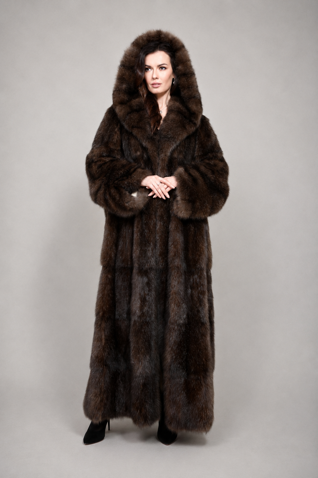 Handcrafted Russian Barguzin Sable Fur Coat with Hood – Luxury Full-Length Sable Coat - Image 2