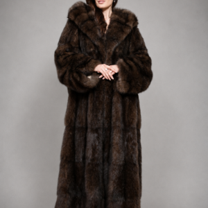 Handcrafted Russian Barguzin Sable Fur Coat with Hood made from premium natural Barguzin sable by ROYAL FURS
